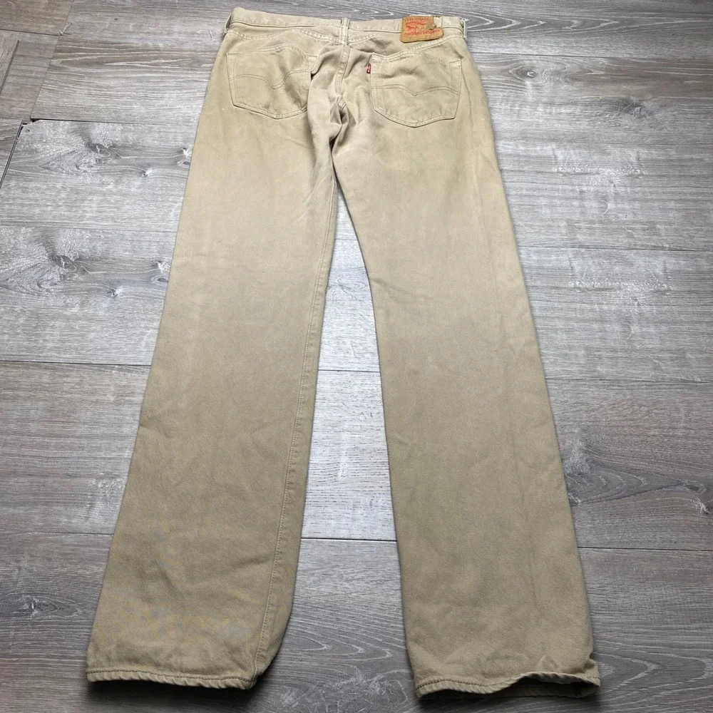 Levi's Pants 501 Mens 32x34 Tan Khaki Cotton Twill Button Fly Straight Leg Jeans